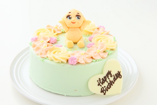 チョコキャラクター人形付き フラワーバタークリームデコレーションケーキ 4号 12cm Irene アイリーン Cake Jp