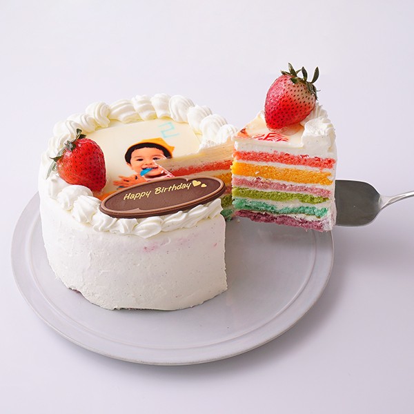 かわいいオーダー萌え断ケーキ 写真レインボーケーキ 5号 15cm お菓子工房アントレ Cake Jp