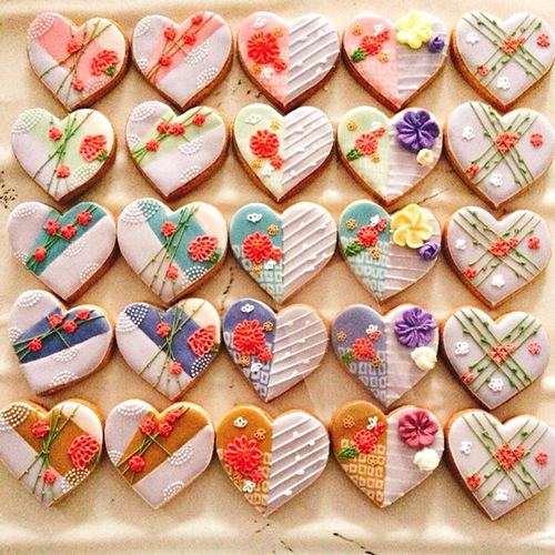ハート 和柄ののアイシングクッキー 5個セット Sucre Cresia Cake Jp