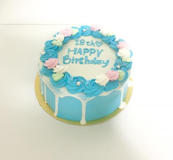 北海道産の乳製品使用 センイルケーキ 韓国ケーキ お花 ドリップ 青 ブルー 5号 3tier Cake Cake Jp