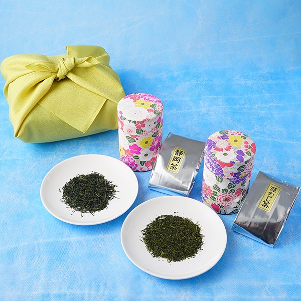 竹かご入り日本茶2種ギフトセット