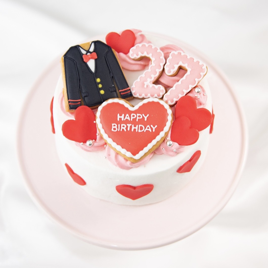 お好きなキャラやイラストの手書きクッキー付 セミオーダーハートケーキ 選べる8色 イラスト 写真 キャラクターケーキ 4号 Rstyle Cake Jp