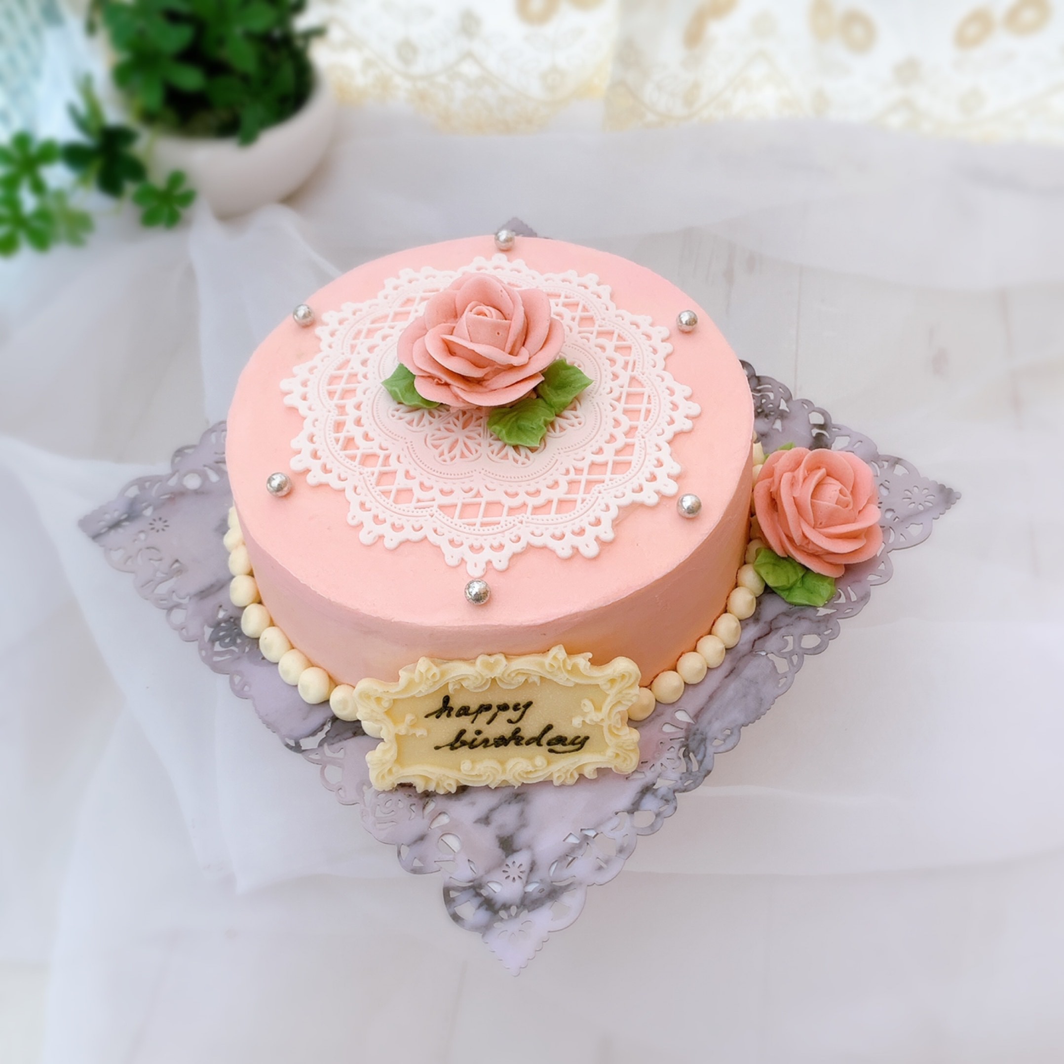 美しいチーズケーキ 薔薇とシュガーレースのケーキ 5号サイズ 15 Candy Meru Cake Jp
