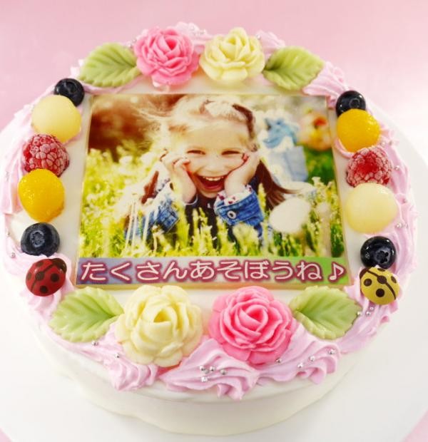 メッセージが入るお花畑の写真ケーキ 6号 18cm ケーキ工房 モダンタイムス Cake Jp