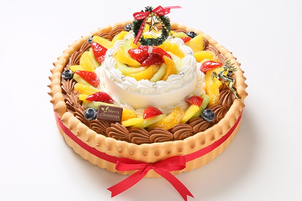 ビスキュイ付きダブルタワーデコレーション クリスマス 上段4号12cm 下段8号24cm Cake Express Cake Jp