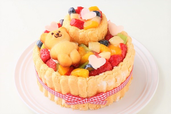 2段重ねファーストバースデーケーキ ホイップヨーグルトクリーム 下段12㎝上段6.5㎝の画像1枚目