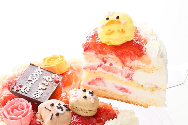 動物マカロン苺ショートケーキ 3個付き 5号 15cm Sweets Cafe Fika Cake Jp