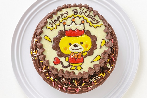 イラストデコレーションケーキ チョコ生クリーム 5号 15cm プチベリー Cake Jp