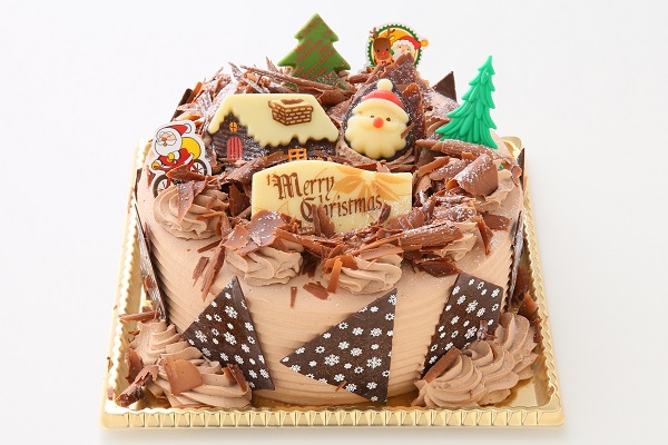 クリスマスケーキ21 クリスマス チョコ生クリームデコレーションケーキ 4号 12cm コクシネル Cake Jp