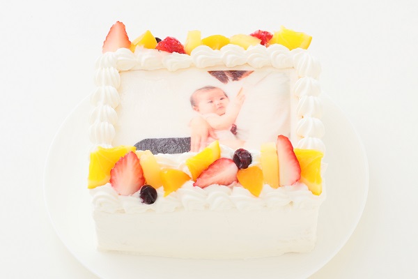 ファーストバースデー 写真ケーキ 1キャンドル付き 卵抜き1歳の豆乳クリームケーキ 6号 18cm 洋菓子のミロ Cake Jp