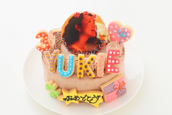 フォトデコレーションLOVEアイシングケーキ 生チョコクリーム 5号 15cmの画像1枚目