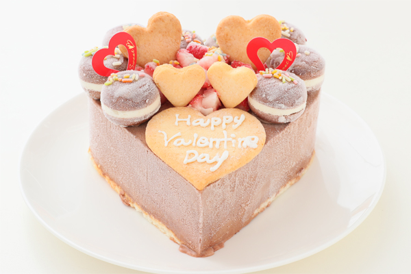 バレンタイン21 ハート型 チョコレートアイスクリームのデコレーションケーキ 4号 12cm 森のケーキ屋 どんぐり Cake Jp