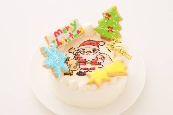 クリスマスケーキ18 キャラ変更可 イラストアイシングデコレーション 純生クリームイチゴデコ 4号 12cm The Nicole Cake Jp