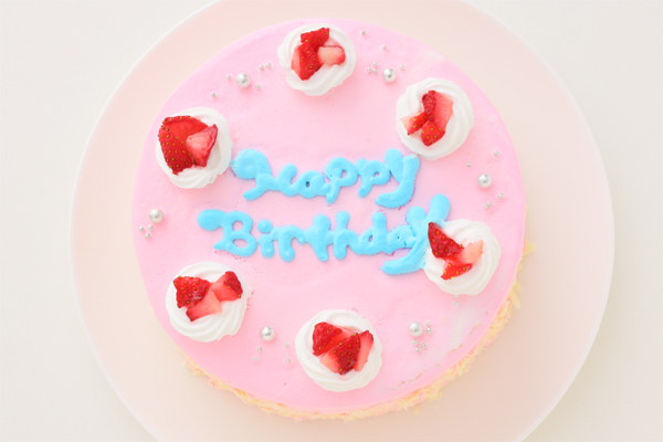 可愛いピンクのショートケーキ 6号 いちご 生クリーム 18cm