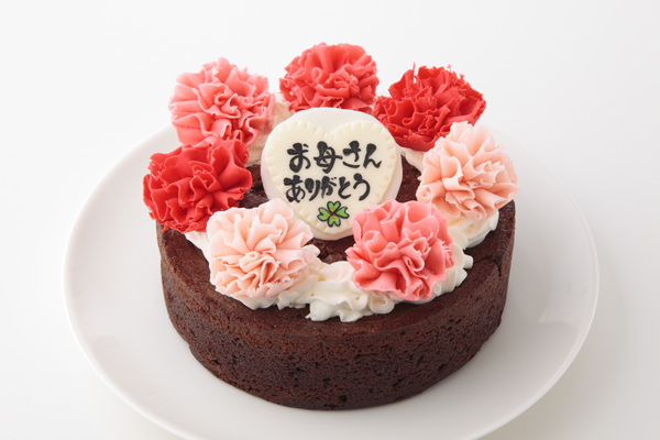 母の日 プラチョコカーネーション メッセージチョコプレート ガトーショコラ 5号 スイーツアート Cake Jp