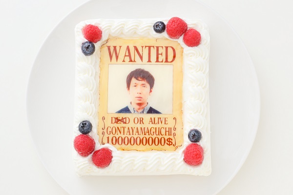 ウォンテッド お尋ね者 ワンピース 風なりきり写真ケーキ 13 5cm 11 5cm おかしのアトリエきのと Cake Jp