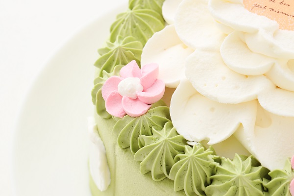抹茶とホワイトチョコのお花ケーキ 5号 15cm ケーキとシュガーデコレーションのお店 Mon Chouchou Cake Jp