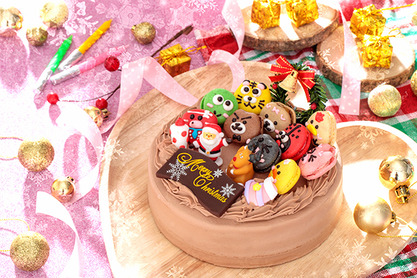 クリスマスケーキ2020 動物マカロンのチョコ生クリームxmas 4号 12cm Sweets Cafe Fika Cake Jp
