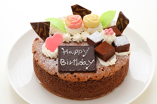 チョコ薔薇飾り魅惑のガトーショコラ 5号 15cm 満足するチョコケーキなら メルシーノグチ Cake Jp