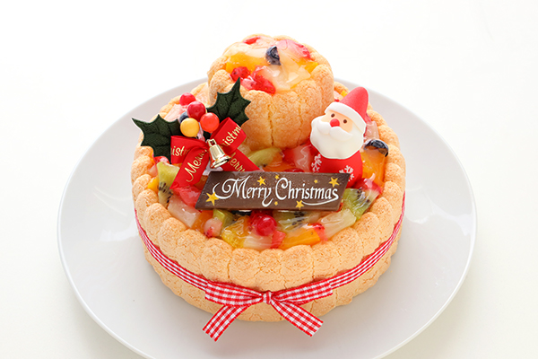 クリスマスケーキ19 ２段重ねファーストバースデーケーキ ホイップヨーグルトクリーム 下段15cm上段6 5cm 菓子工房オカダ Cake Jp