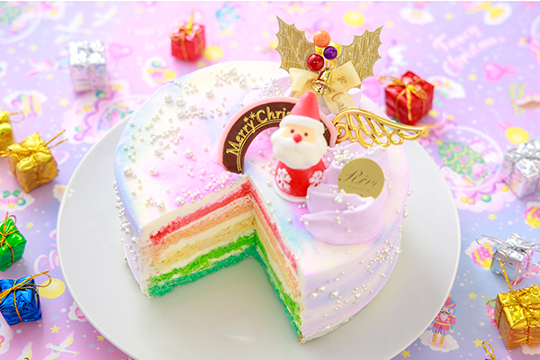 クリスマスケーキ19 パステルマーブルレインボーケーキ 5号 15cm Reve Cake Jp