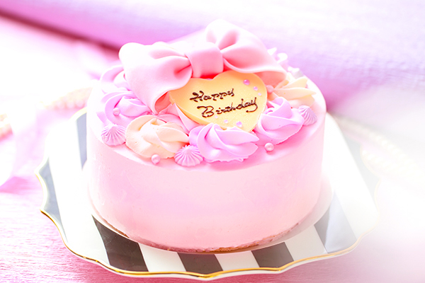 ピンクのリボンローズケーキ 5号 15cm Milkymoco Cake Jp