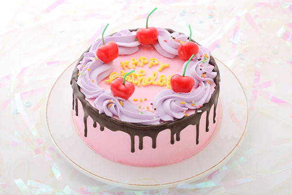 さくらんぼケーキ ピンク チョコレート 4号 Irene アイリーン Cake Jp