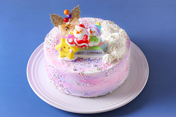 クリスマスケーキ パステルマーブルレインボーケーキ 5号 15cm Reve Cake Jp