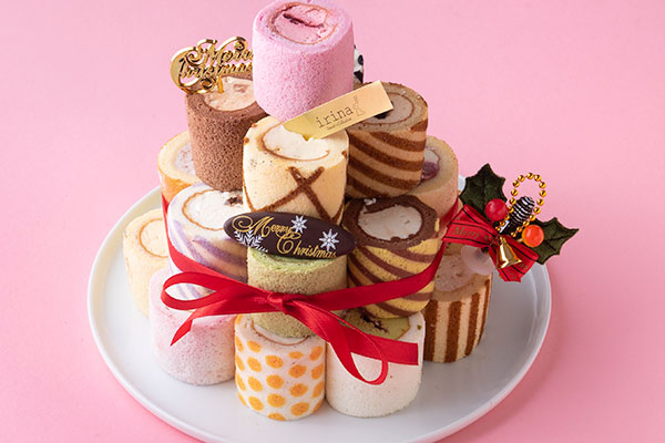 クリスマス限定 25種ロールケーキタワーキット4段 25個入 ロールケーキのイリナ Irina Cake Jp