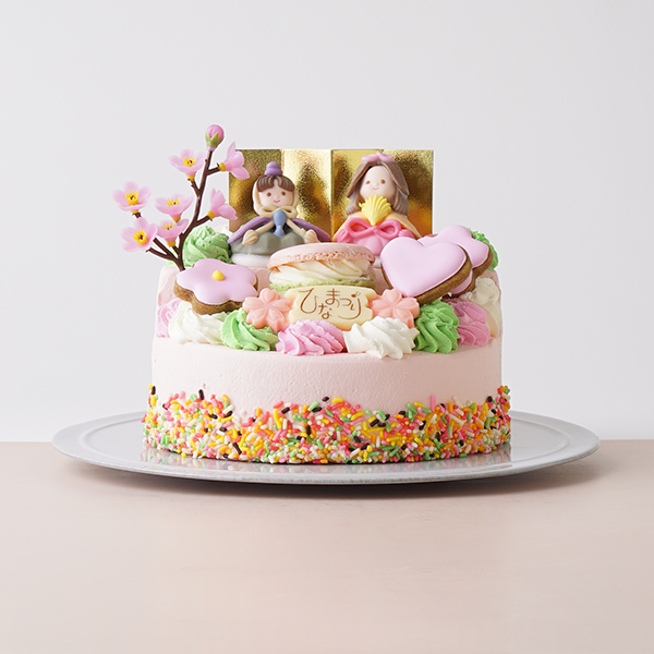 ひなまつり21ピンク2段ケーキ 好評につき完売のためお人形が変わります Le Lis Cake Jp