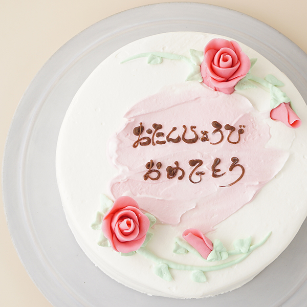 センイルケーキ ピンクのバラ付き 5号 洋菓子夢工房ル アンジュ Cake Jp