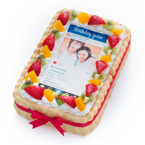 インスタグラム風フレームの写真ケーキ　23cm×15cm×6cm　birthdaygram