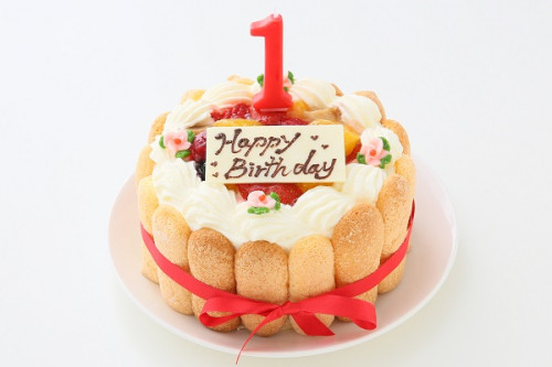 ヨーグルトクリームのファーストバースデー　フルーツデコレーション　4号　12cm