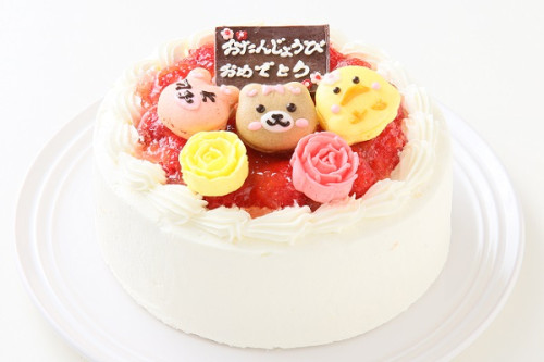 動物マカロン苺ショートケーキ　3個付き　5号　15cm