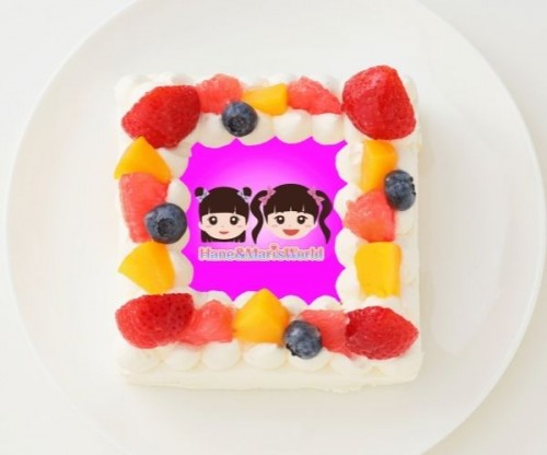 【はねまりチャンネル】四角型写真ケーキ　4号 12cm