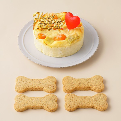 犬用 バースデーケーキ ベイクドチーズ 3号サイズ （150g）_ﾊﾞｰｽﾃﾞｰ飾り付【 小型犬～中型犬 用 】
