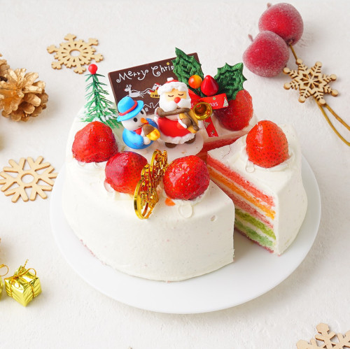 クリスマス売り切りSALE【お菓子工房アントレ】クリスマスレインボーケーキ　5号