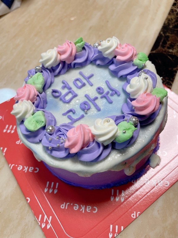北海道産の乳製品使用 センイルケーキ 韓国ケーキ お花 ドリップ 紫 パープル 4号 3tier Cake Cake Jp